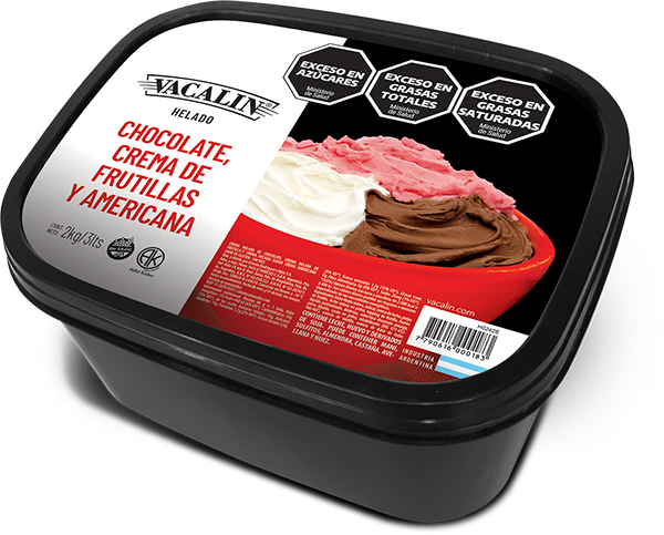 Helado Familiar Frutilla a La Crema, Crema Americana, Chocolate 2k
